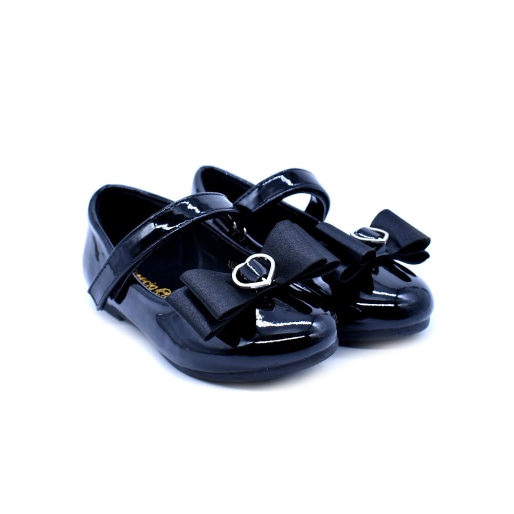Fenecia Girls' Ballerina Shoes Black Patent 46041-01