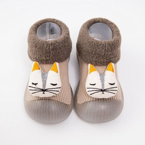 Childrenland Kids Cozy Cat Sock Slippers: Soft Rubber Anti-Slip Sole, Warm