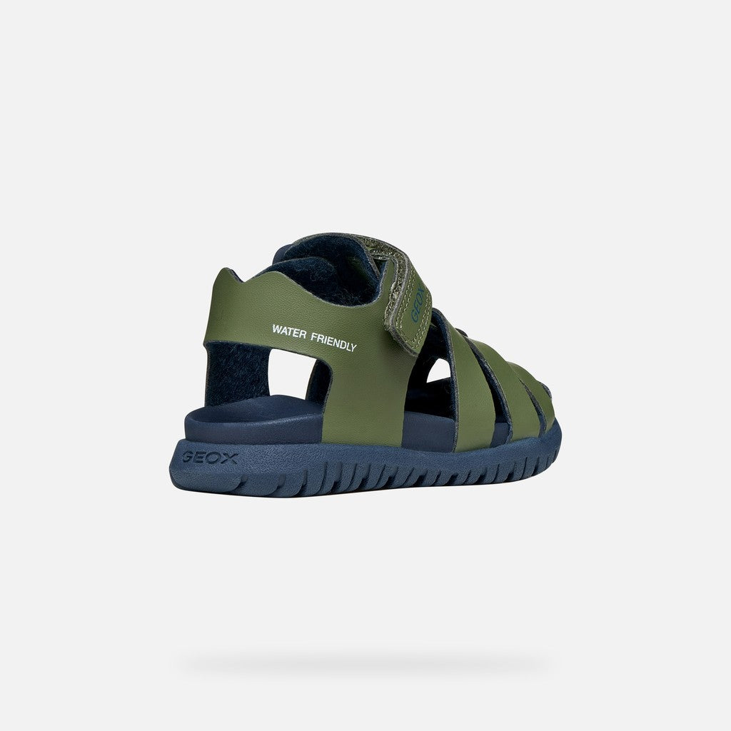 Geox Waterproof Sage/Navy Boys Sandals B556AA