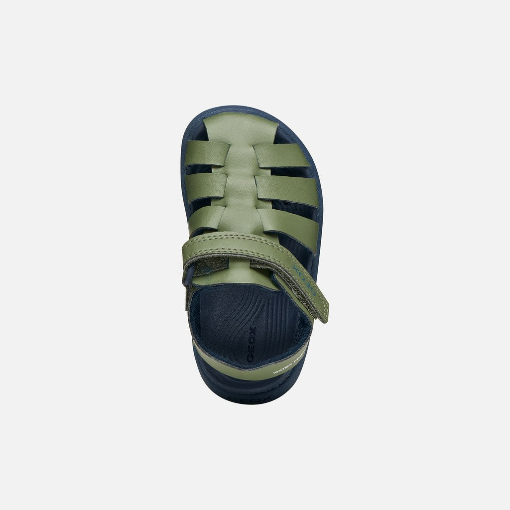 Geox Waterproof Sage/Navy Boys Sandals B556AA