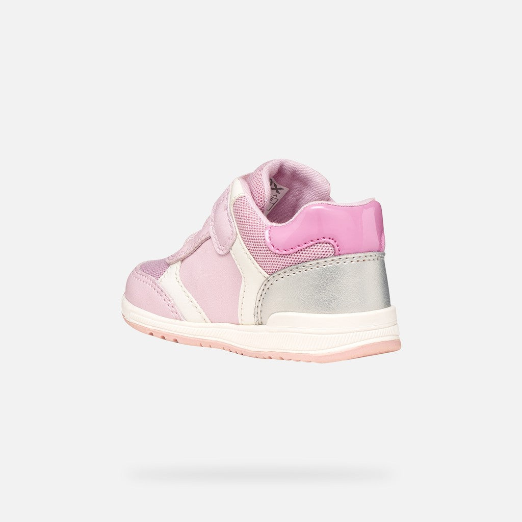Geox Pink Silver Low‑Top First Steps Sneakers for Baby Girls B560LA
