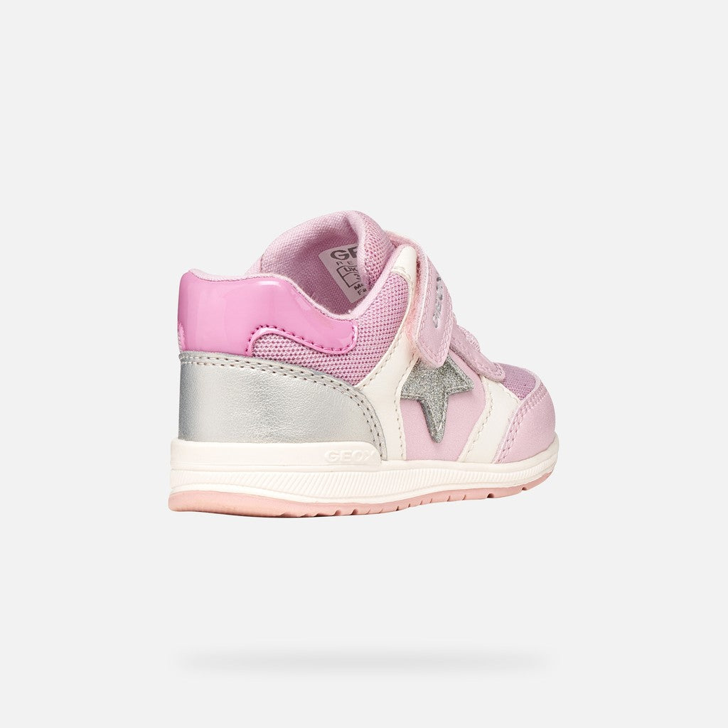 Geox Pink Silver Low‑Top First Steps Sneakers for Baby Girls B560LA