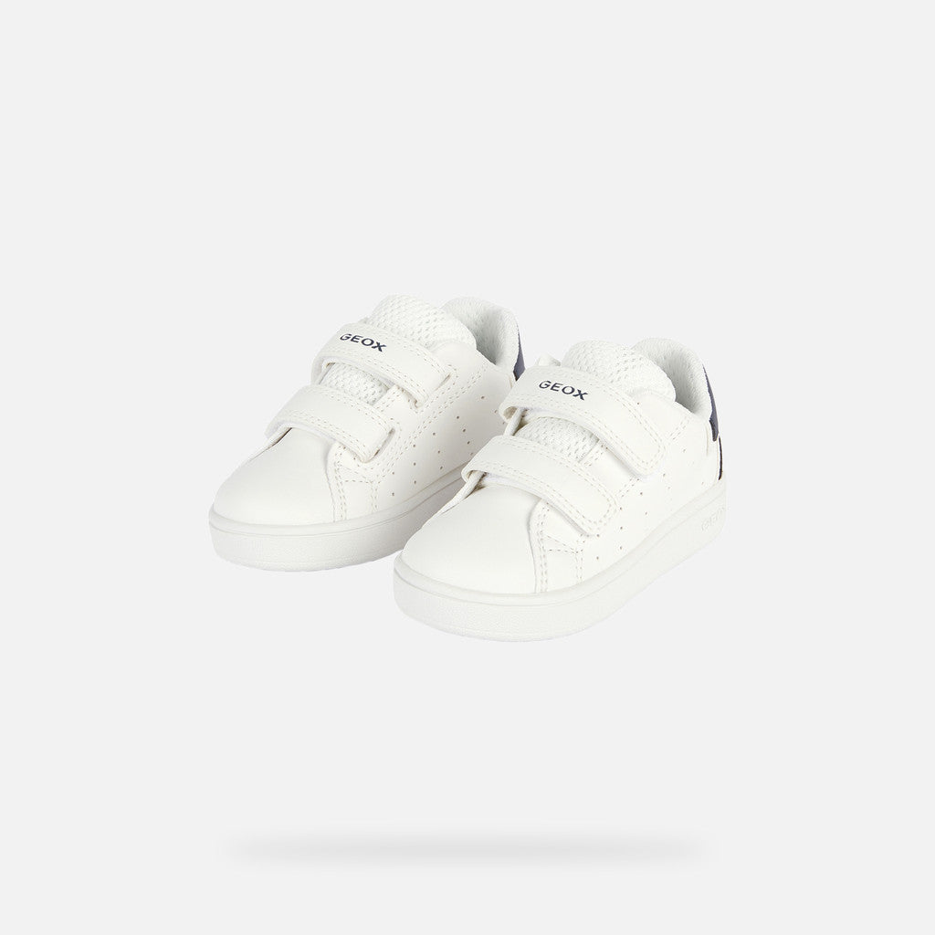 Geox Eclyper Baby Boys' White Navy Velcro Strap Breathable Sneakers