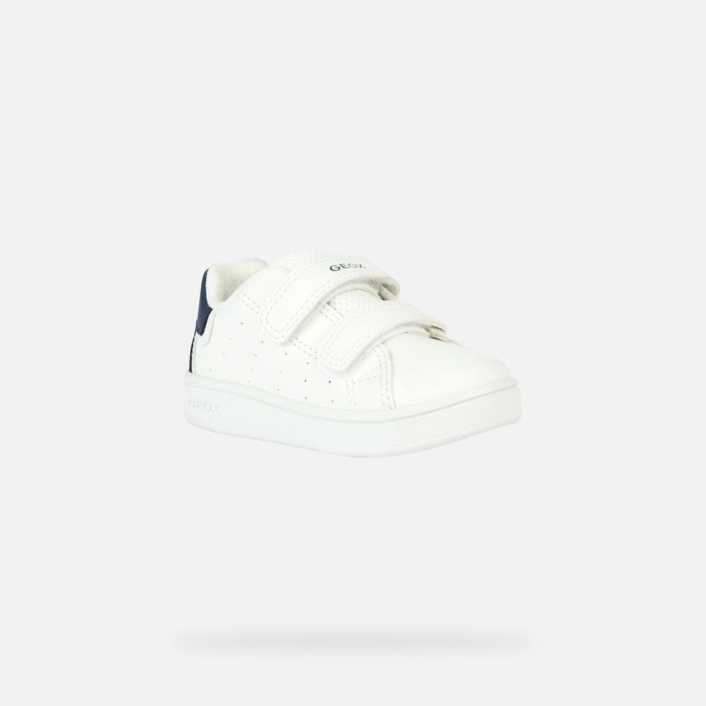 Geox Eclyper Baby Boys' White Navy Velcro Strap Breathable Sneakers
