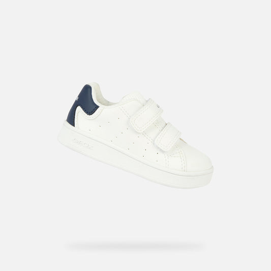 Geox Eclyper Baby Boys' White Navy Velcro Strap Breathable Sneakers