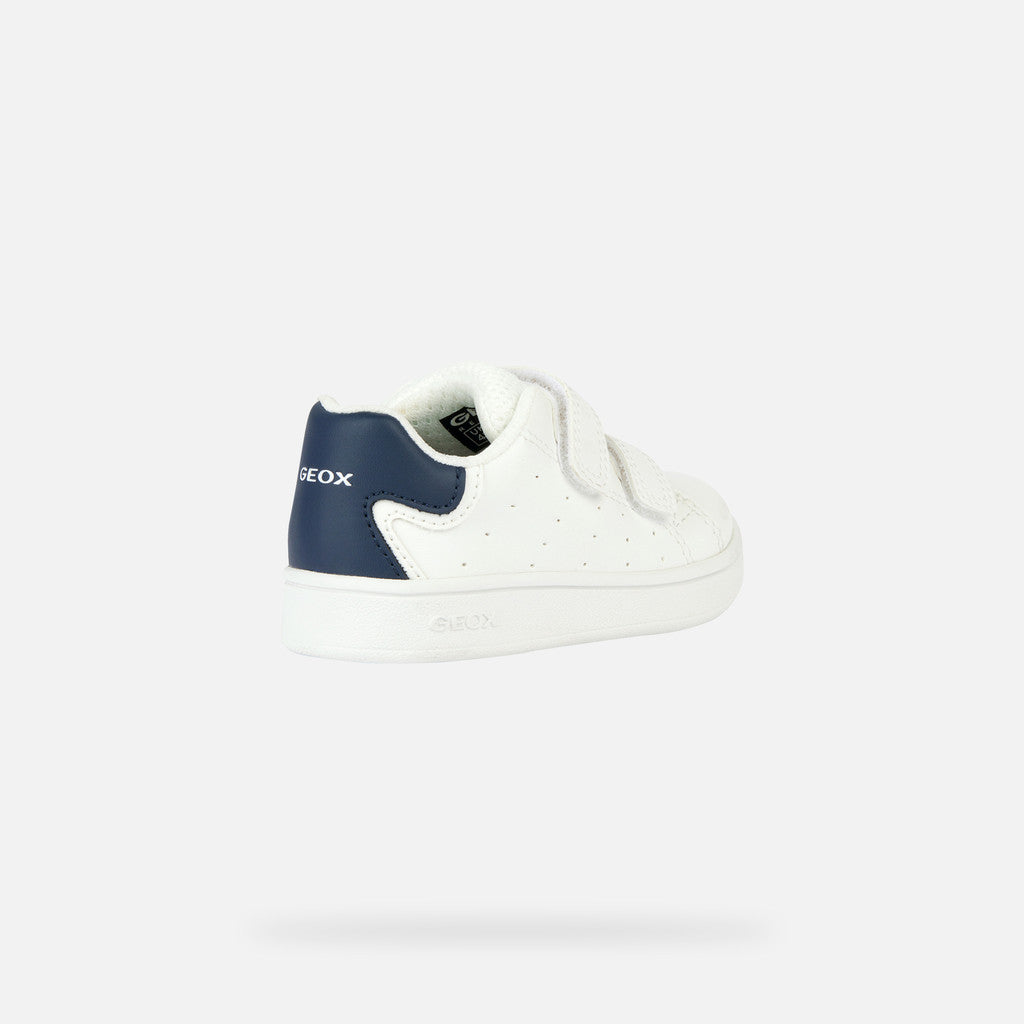 Geox Eclyper Baby Boys' White Navy Velcro Strap Breathable Sneakers