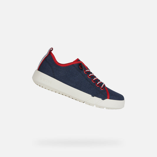 Geox Hyroo Junior Boy's Lightweight Breathable Slip-On Low Top Sneakers Navy Red