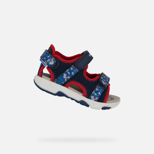 Geox Multy Toddler Boy's Navy Red Breathable Water-Resistant Active Sandals