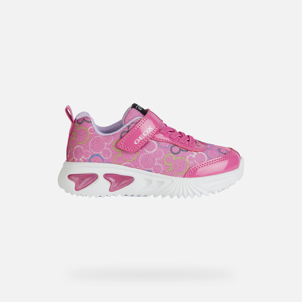 Geox Disney Minnie Fuchsia Multicolor Light-Up Girls' Sneakers - Easy On Cushioning