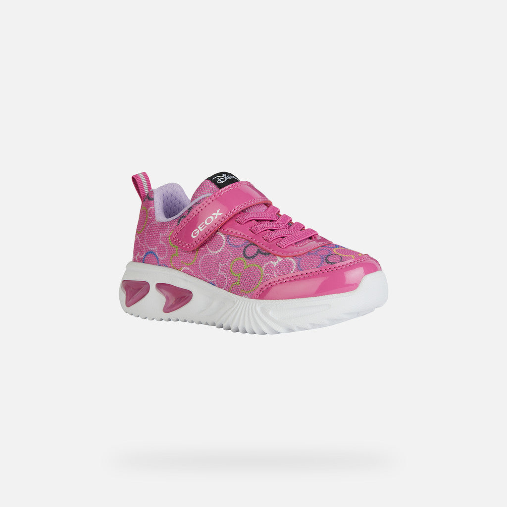 Geox Disney Minnie Fuchsia Multicolor Light-Up Girls' Sneakers - Easy On Cushioning