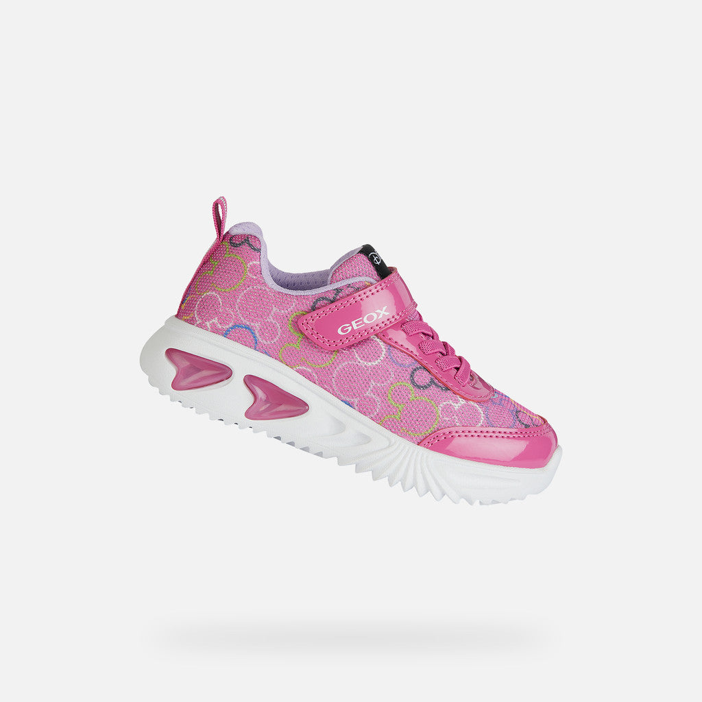 Geox Disney Minnie Fuchsia Multicolor Light-Up Girls' Sneakers - Easy On Cushioning