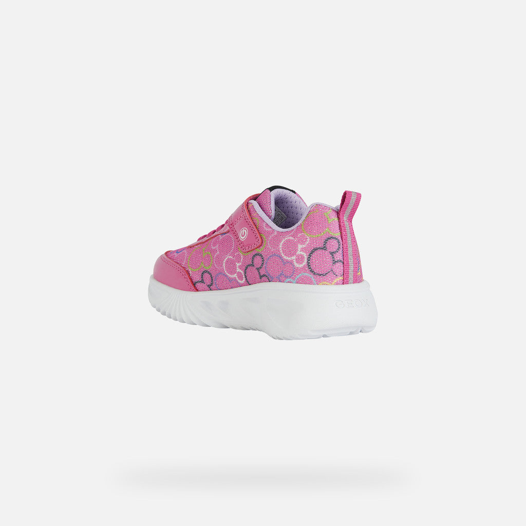 Geox Disney Minnie Fuchsia Multicolor Light-Up Girls' Sneakers - Easy On Cushioning