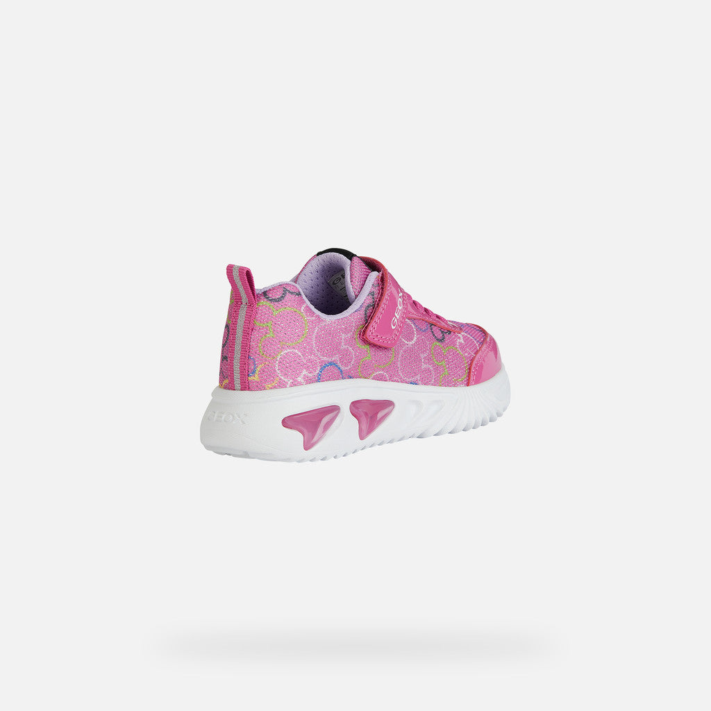 Geox Disney Minnie Fuchsia Multicolor Light-Up Girls' Sneakers - Easy On Cushioning