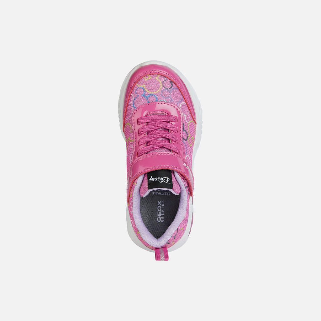Geox Disney Minnie Fuchsia Multicolor Light-Up Girls' Sneakers - Easy On Cushioning