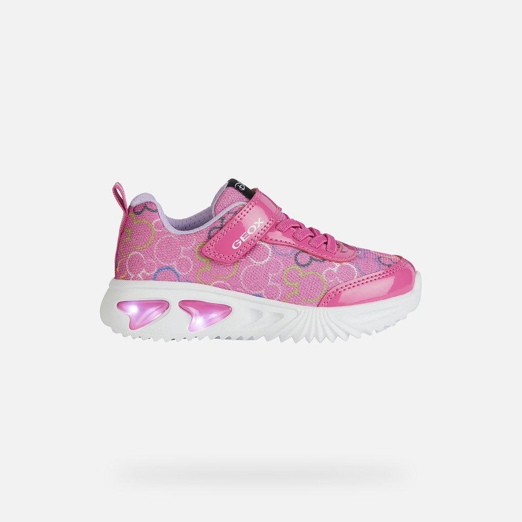 Geox Disney Minnie Fuchsia Multicolor Light-Up Girls' Sneakers - Easy On Cushioning