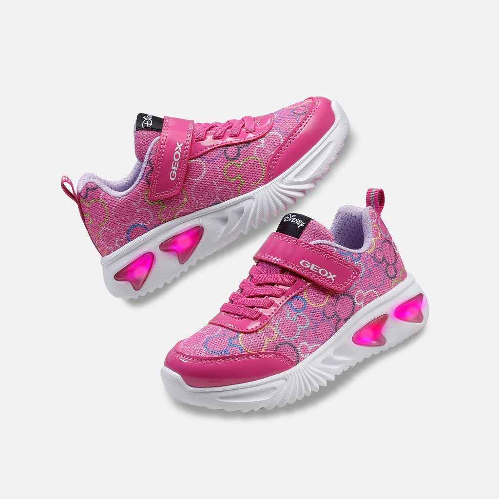 Geox Disney Minnie Fuchsia Multicolor Light-Up Girls' Sneakers - Easy On Cushioning