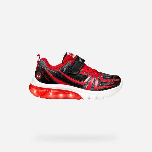 Geox Spider-Man Ciberdron Junior Boys' Black/Red Light-Up Sneakers