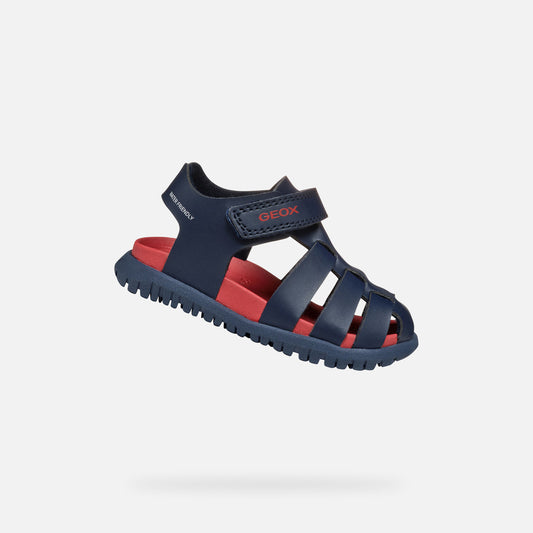 Geox FUSBETTO BABY Navy Blue Closed-Toe Sandals for Boys with Riptape Fastening