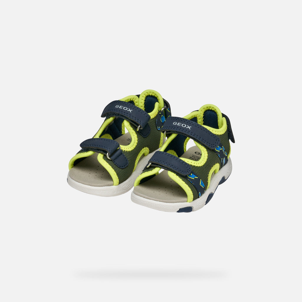 Geox Multy Toddler Boy Strappy Sandals - Pistachio Navy, Water-Resistant, Breathable