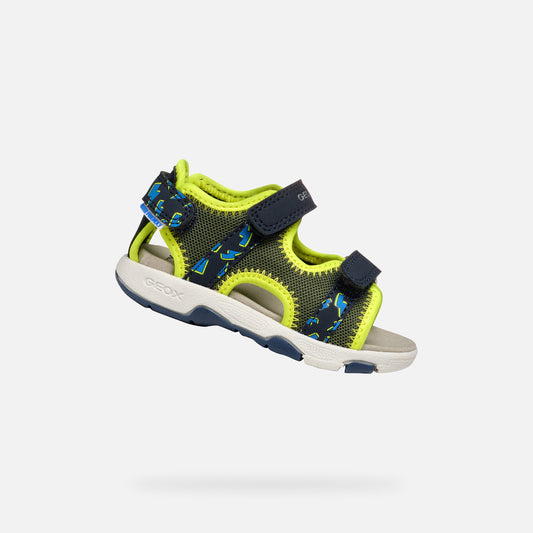 Geox Multy Toddler Boy Strappy Sandals - Pistachio Navy, Water-Resistant, Breathable