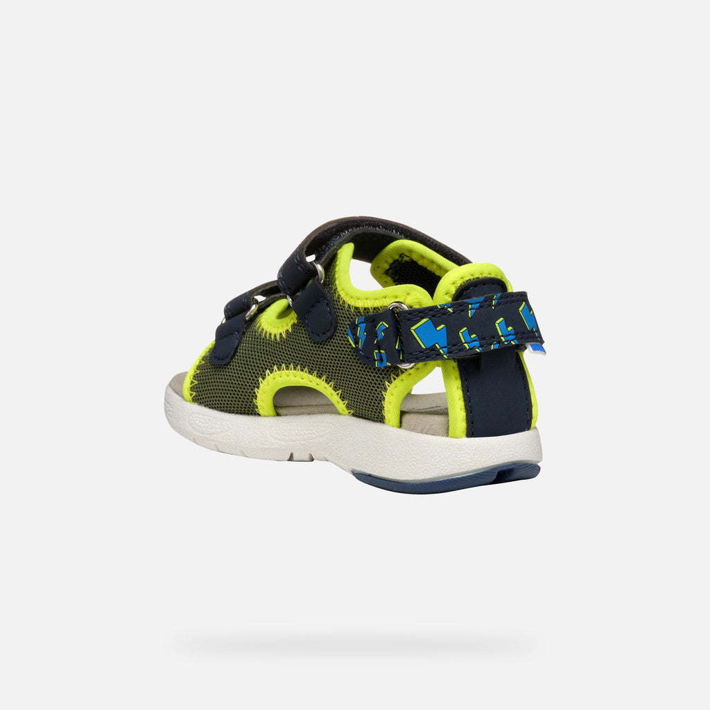 Geox Multy Toddler Boy Strappy Sandals - Pistachio Navy, Water-Resistant, Breathable
