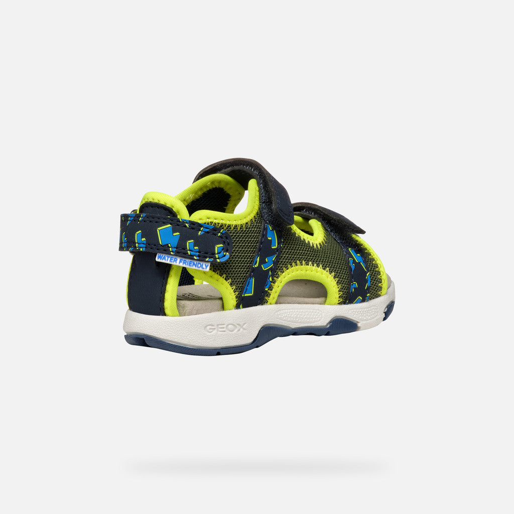 Geox Multy Toddler Boy Strappy Sandals - Pistachio Navy, Water-Resistant, Breathable