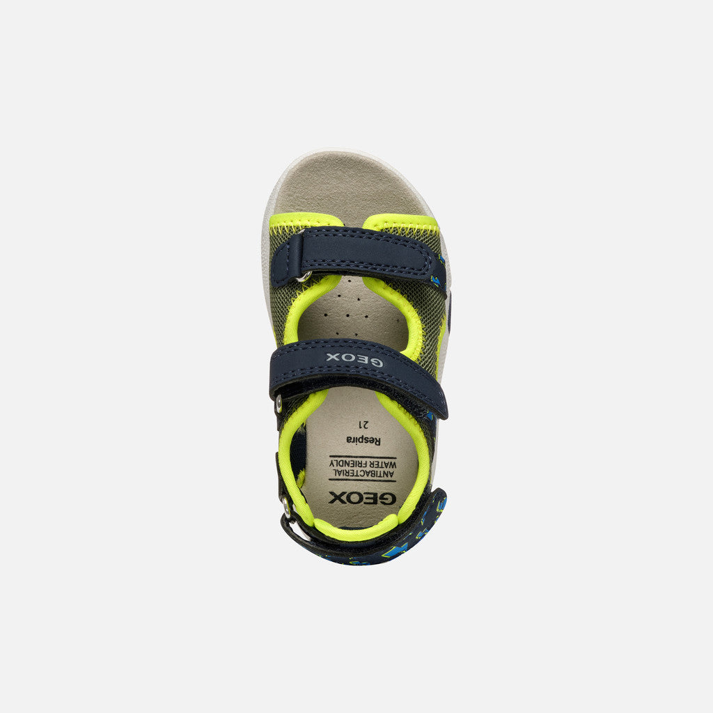Geox Multy Toddler Boy Strappy Sandals - Pistachio Navy, Water-Resistant, Breathable