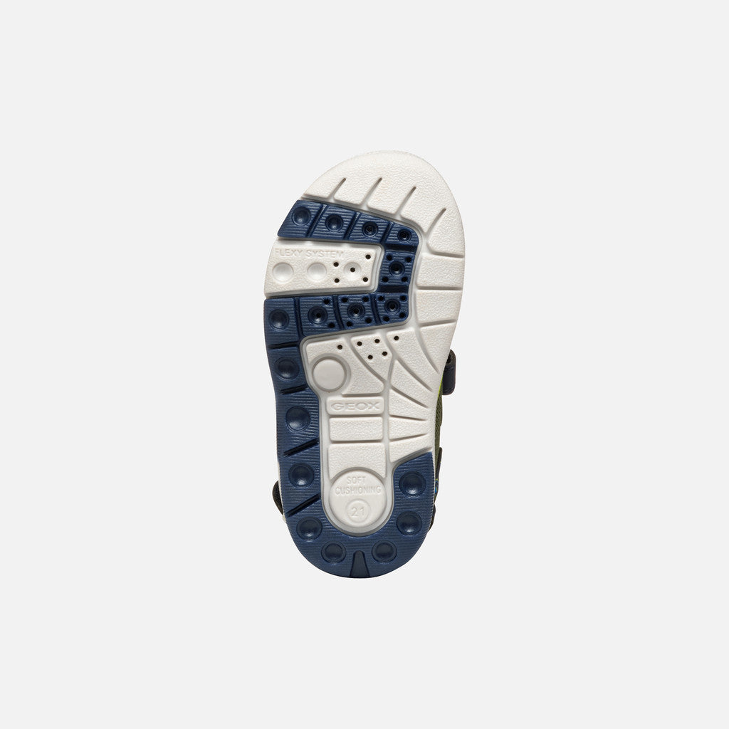 Geox Multy Toddler Boy Strappy Sandals - Pistachio Navy, Water-Resistant, Breathable