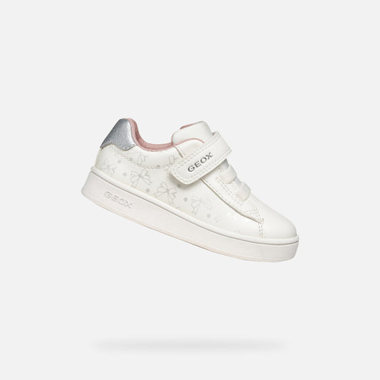 Toddler Girl's Eclyper Low-Top Sneakers: Optic White & Silver, Adjustable & Breathable