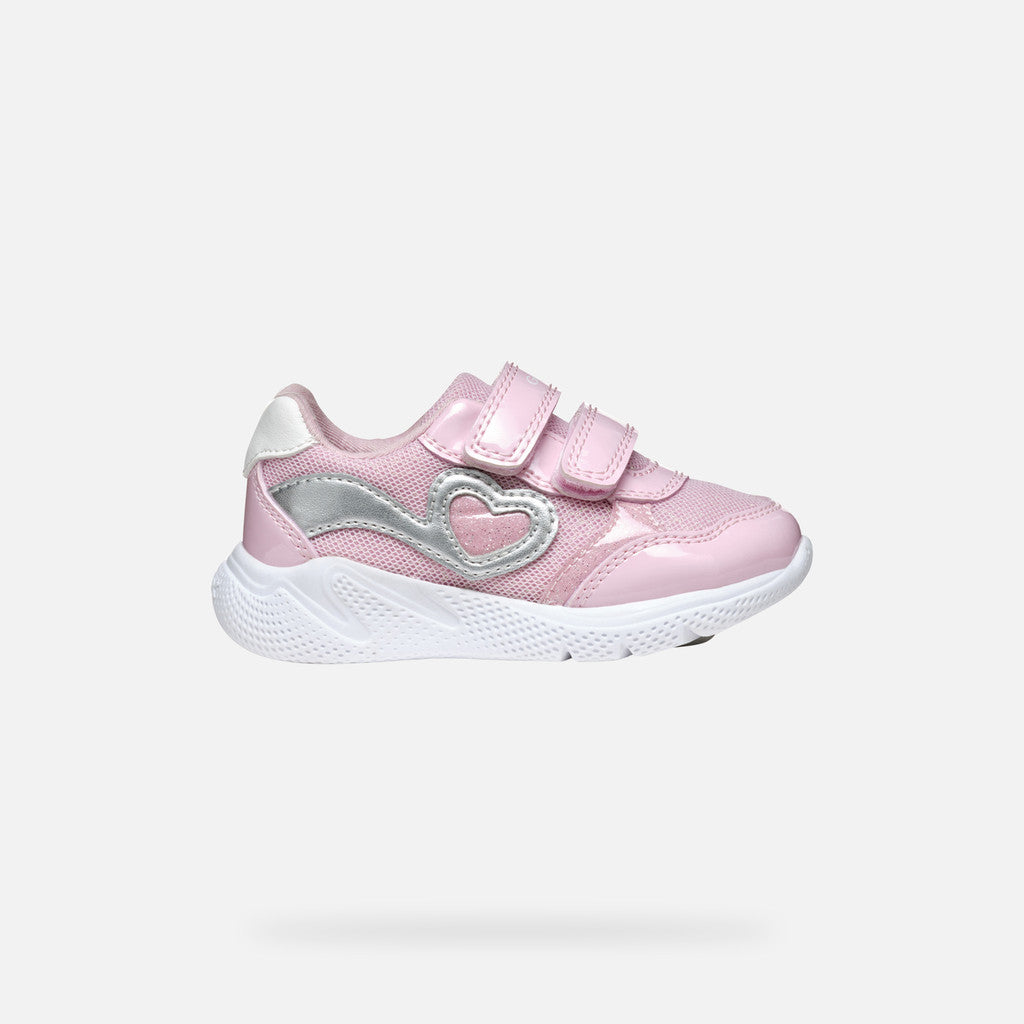 Geox Sprintye Toddler Girl Pink/Silver Sneakers with Straps & Breathable Sole