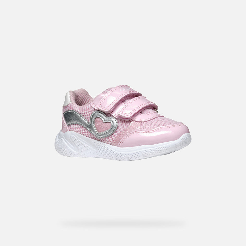 Geox Sprintye Toddler Girl Pink/Silver Sneakers with Straps & Breathable Sole