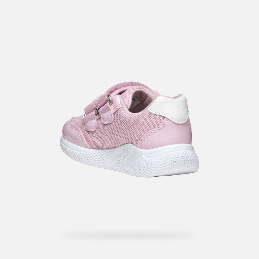 Geox Sprintye Toddler Girl Pink/Silver Sneakers with Straps & Breathable Sole