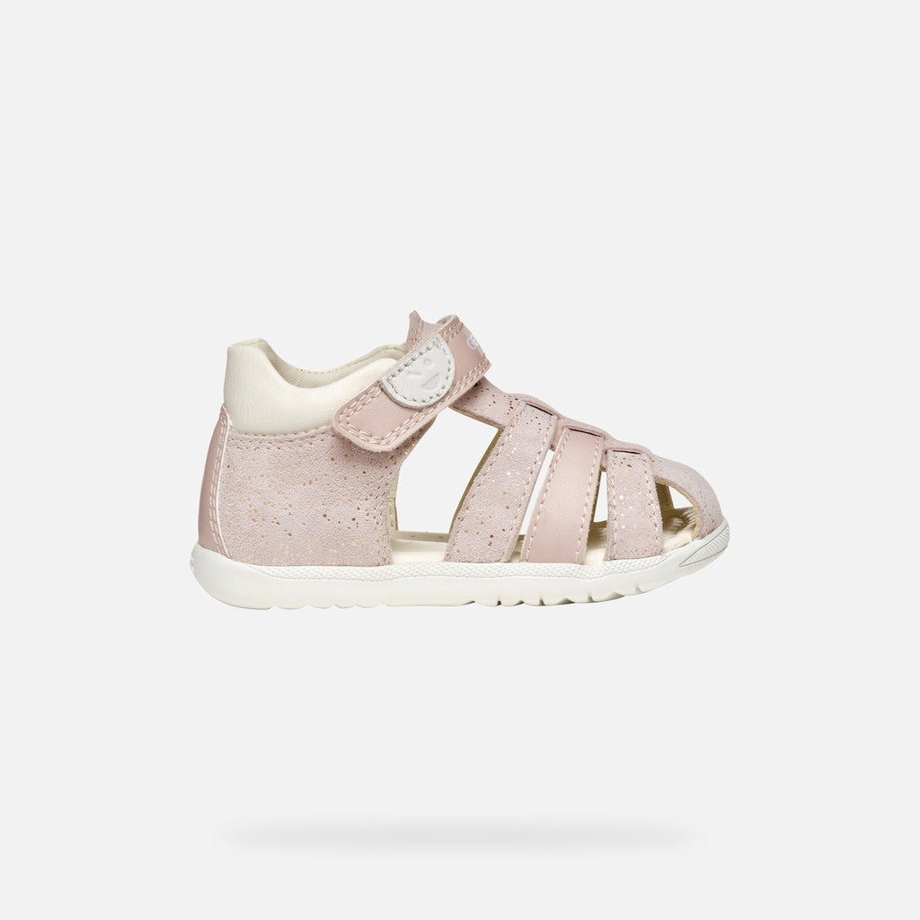 Geox Macchia Baby Girl Rose/Off White Closed Toe Casual Sandals for First Steps