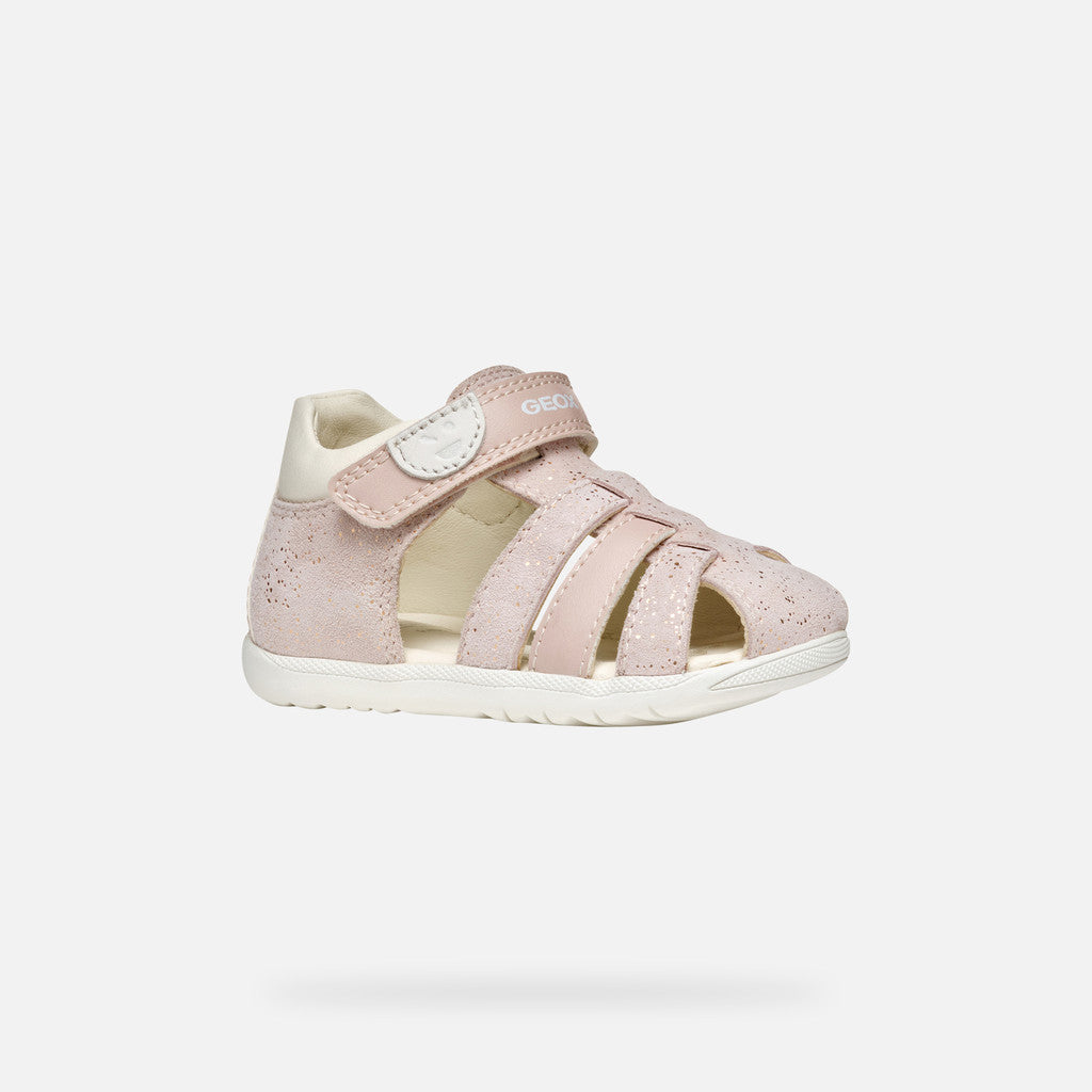 Geox Macchia Baby Girl Rose/Off White Closed Toe Casual Sandals for First Steps