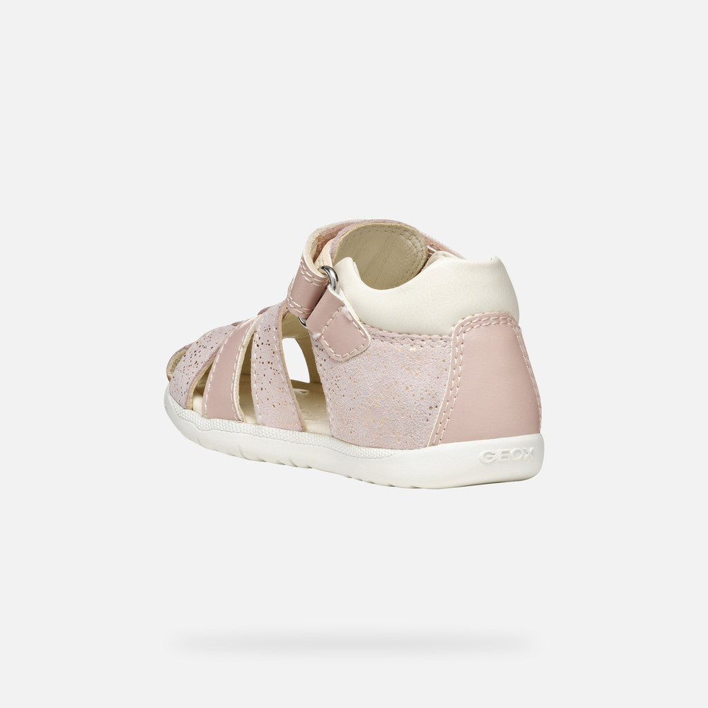 Geox Macchia Baby Girl Rose/Off White Closed Toe Casual Sandals for First Steps