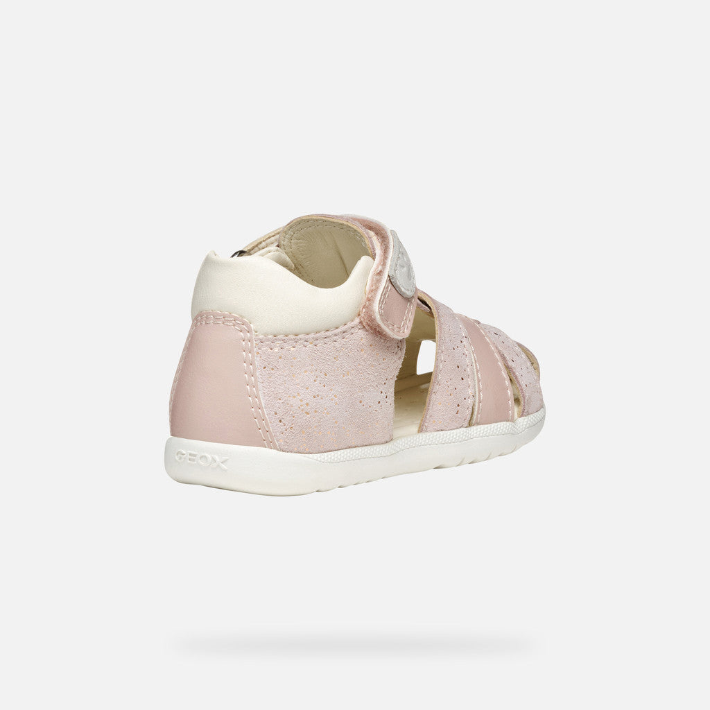 Geox Macchia Baby Girl Rose/Off White Closed Toe Casual Sandals for First Steps