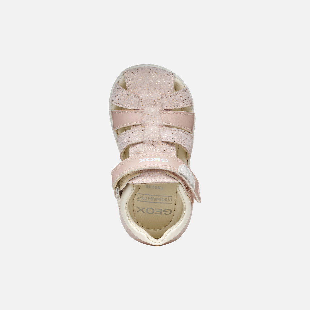 Geox Macchia Baby Girl Rose/Off White Closed Toe Casual Sandals for First Steps