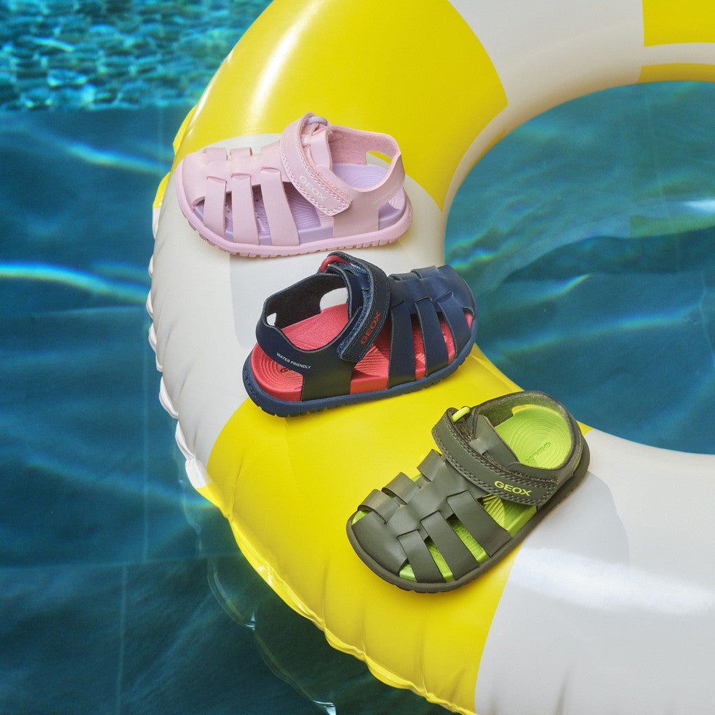 Geox Fusbetto Baby Pink Closed-Toe Sandals: Waterproof Comfort for Little Adventurers