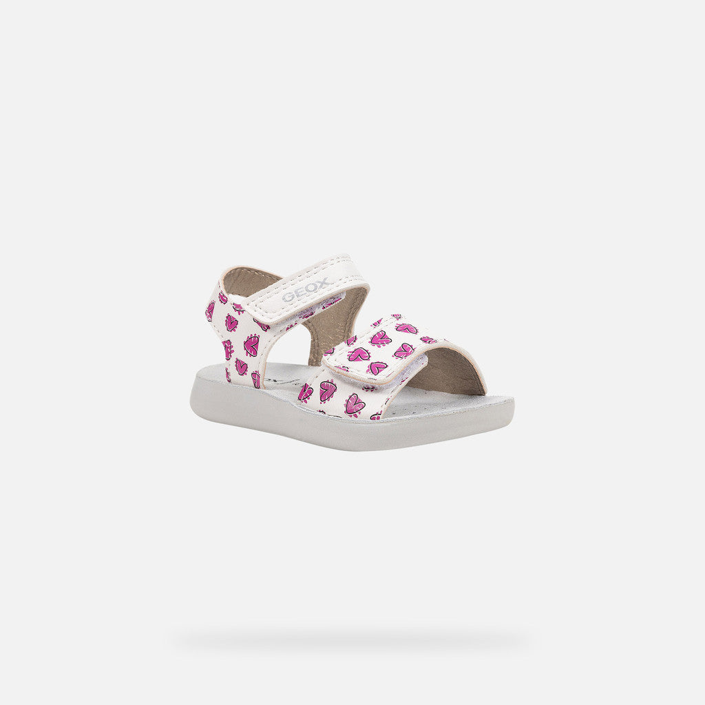 Toddler Girl's Lightfloppy White Fuchsia Strap Sandals: Breathable & Cushioned
