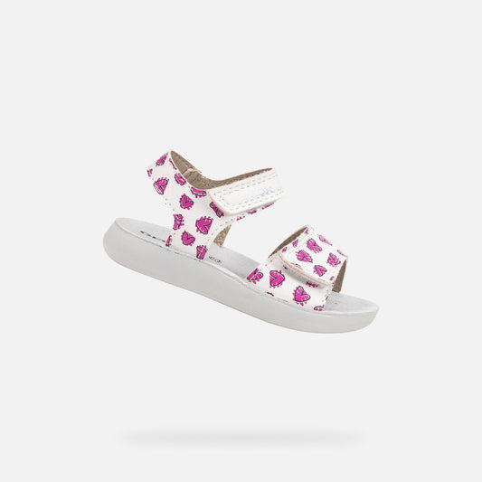 Toddler Girl's Lightfloppy White Fuchsia Strap Sandals: Breathable & Cushioned