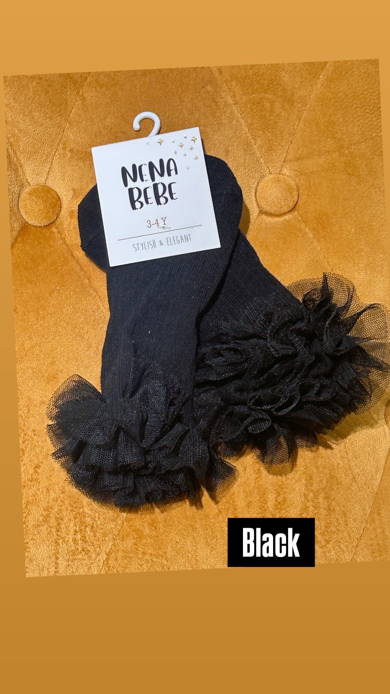 NENA Bebe Ribbed Baby Socks with Hand‑Sewn Tulle Ruffle 5039