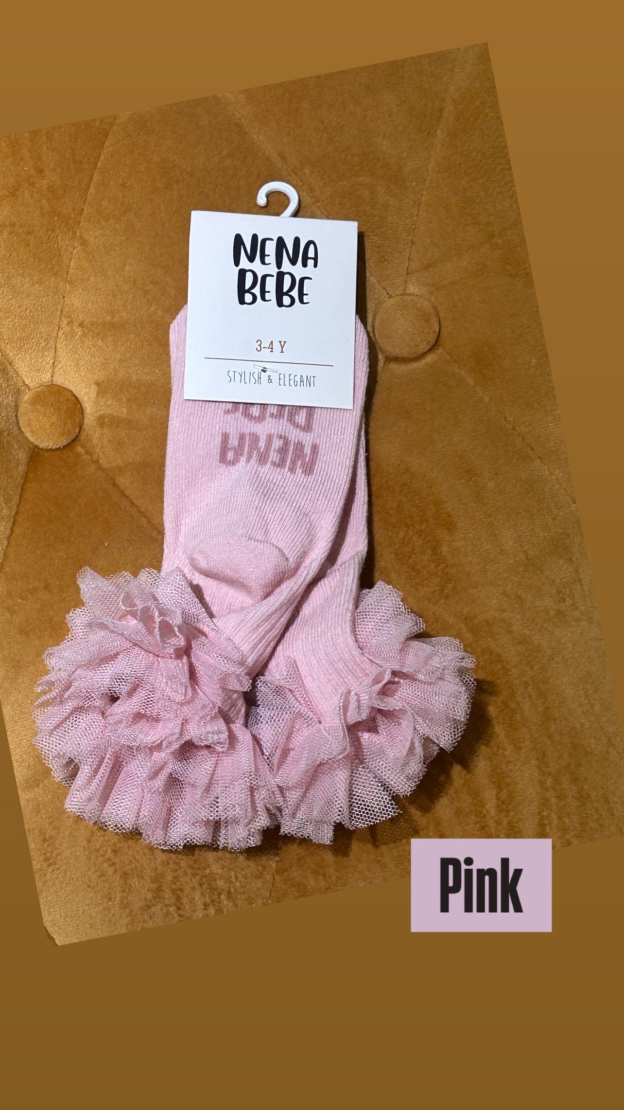 NENA Bebe Ribbed Baby Socks with Hand‑Sewn Tulle Ruffle 5039