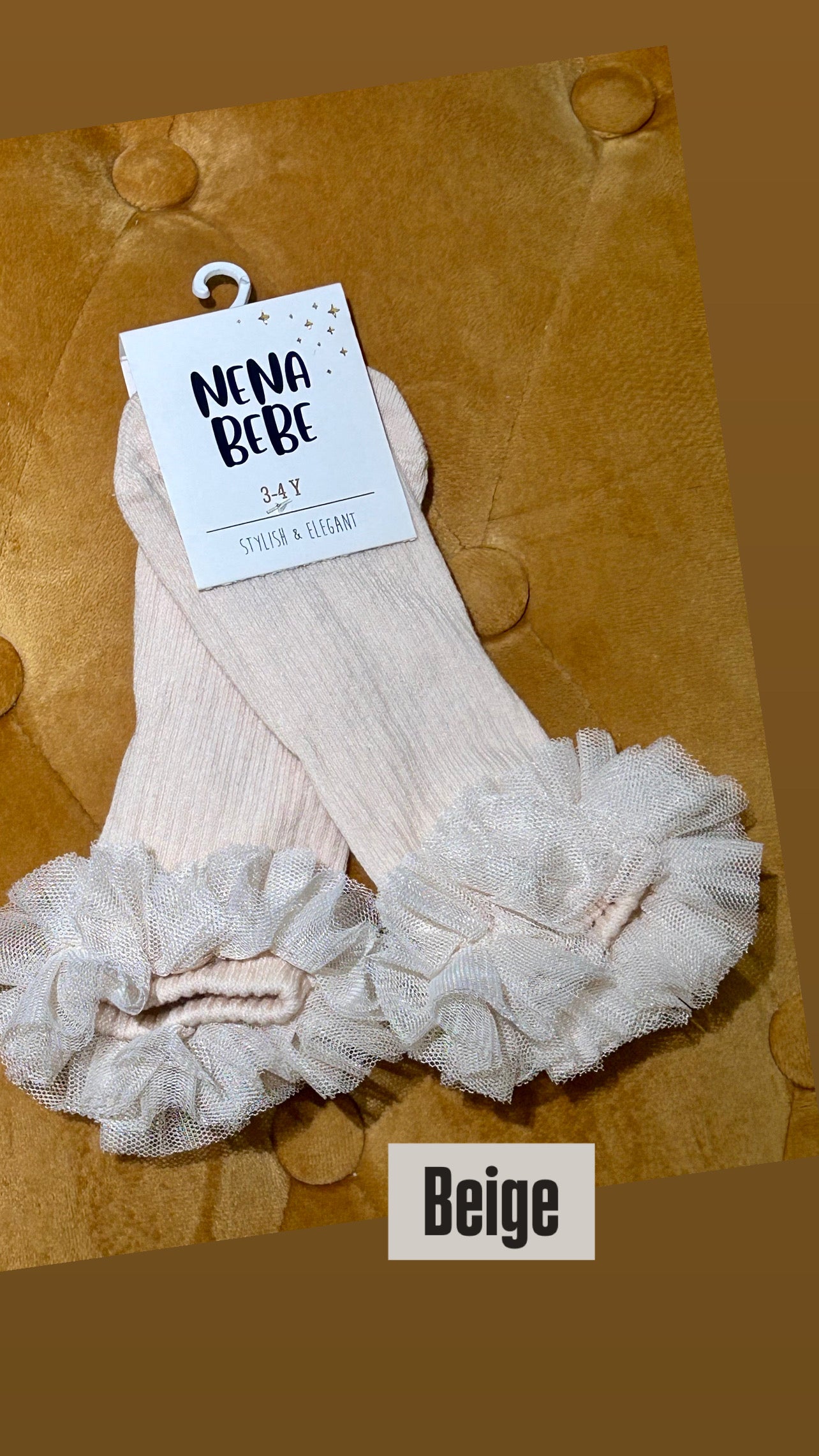 NENA Bebe Ribbed Baby Socks with Hand‑Sewn Tulle Ruffle 5039