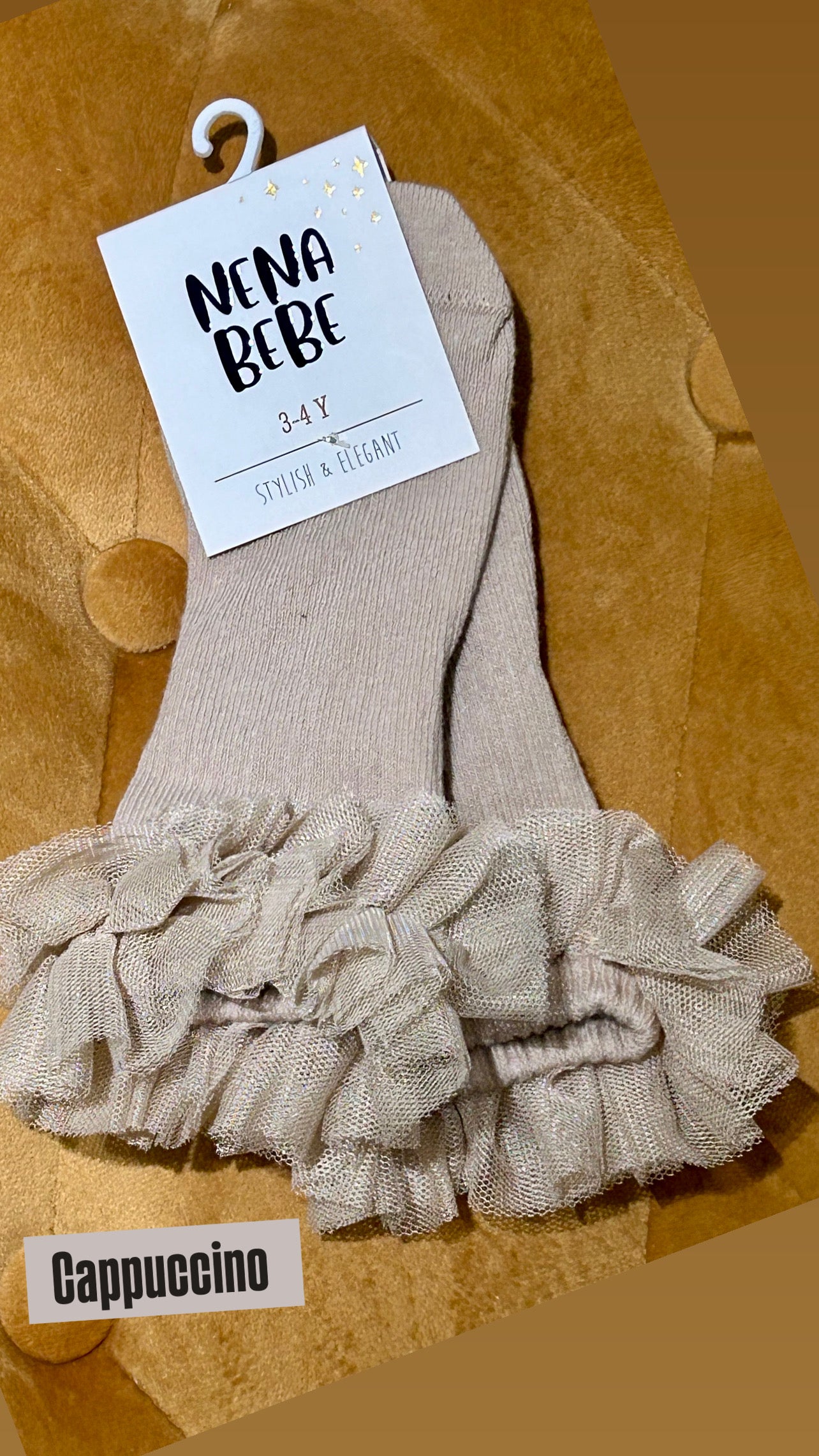 NENA Bebe Ribbed Baby Socks with Hand‑Sewn Tulle Ruffle 5039