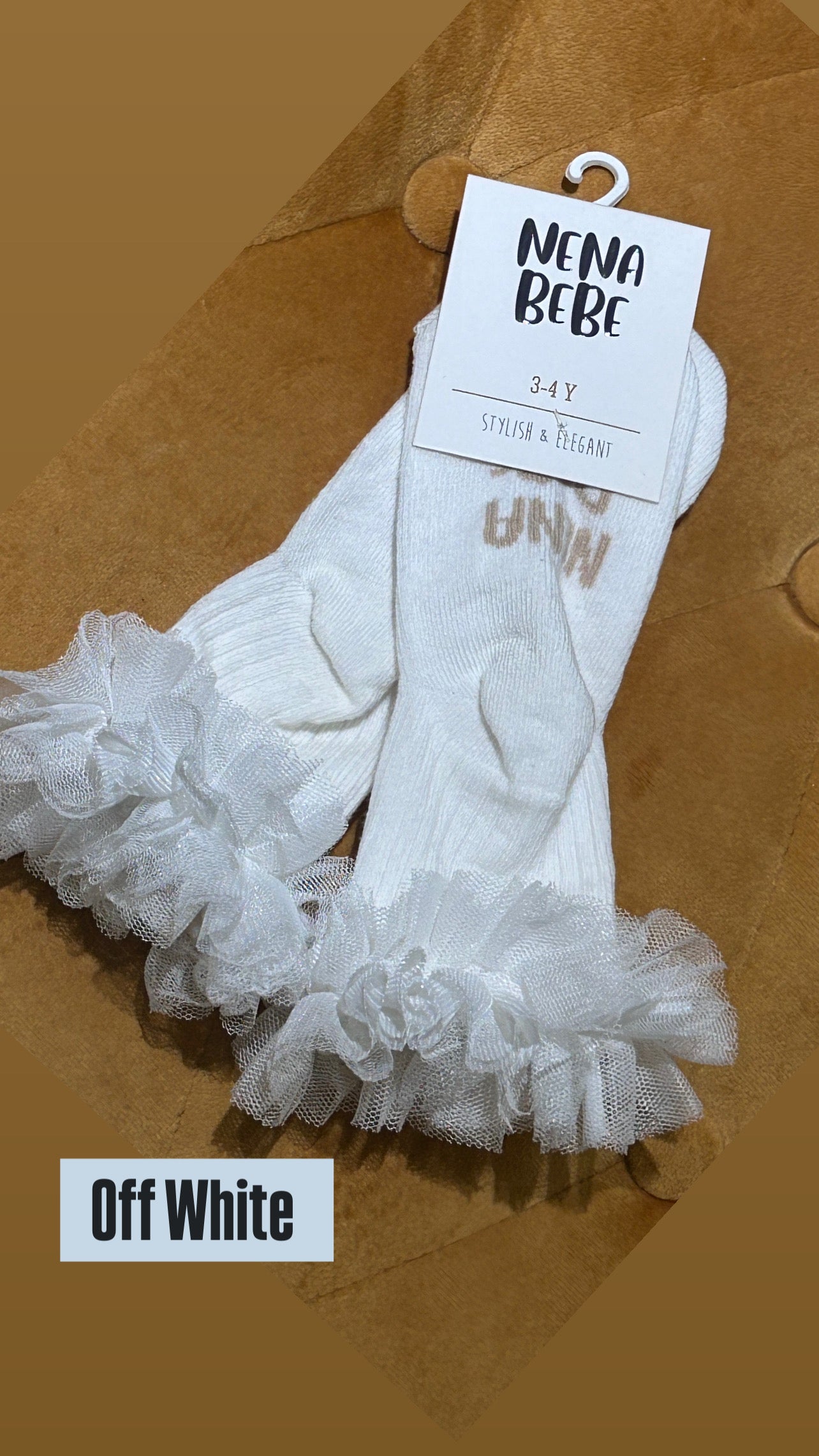 NENA Bebe Ribbed Baby Socks with Hand‑Sewn Tulle Ruffle 5039