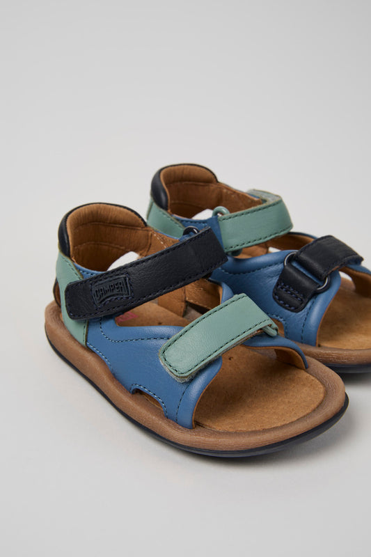 Camper Twins Kids' Multicolor Leather Sandals with Hook & Loop System