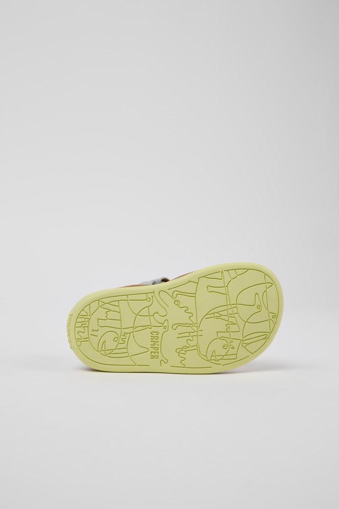 Camper Bicho Silver Leather Kids' Sandals - Adjustable, Ergonomic, Recycled Sole