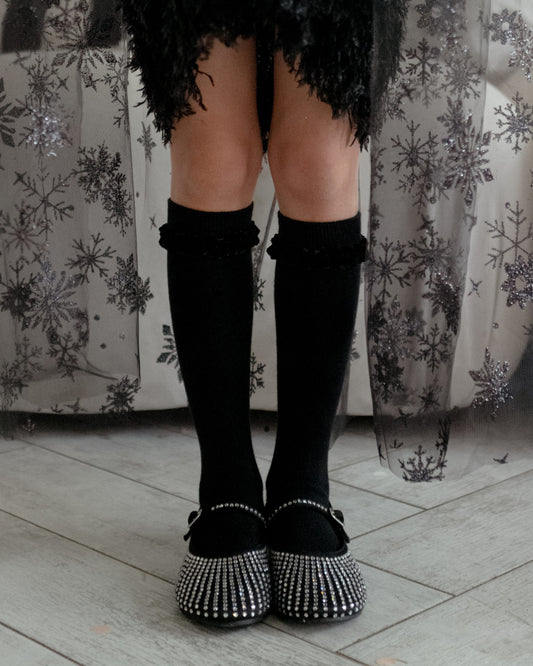 Floral Ruffle Girls' Knee High Socks – 6 Color Options