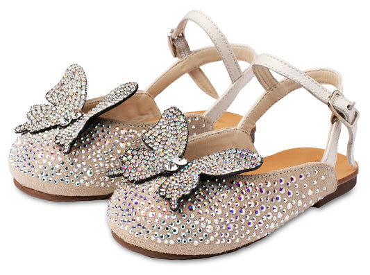 Babywalker Luminosa Girls' Leather Clogs with Swarovski Butterfly Strap