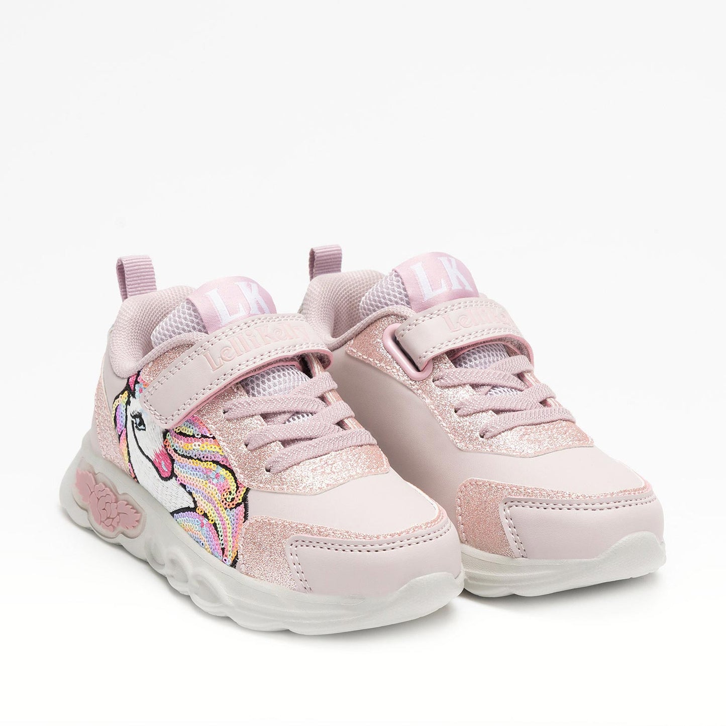 Lelli Kelly girls' Pink Unicorn Light-Up Sneakers. With a BRACELET as a Gift. LKAL 4452